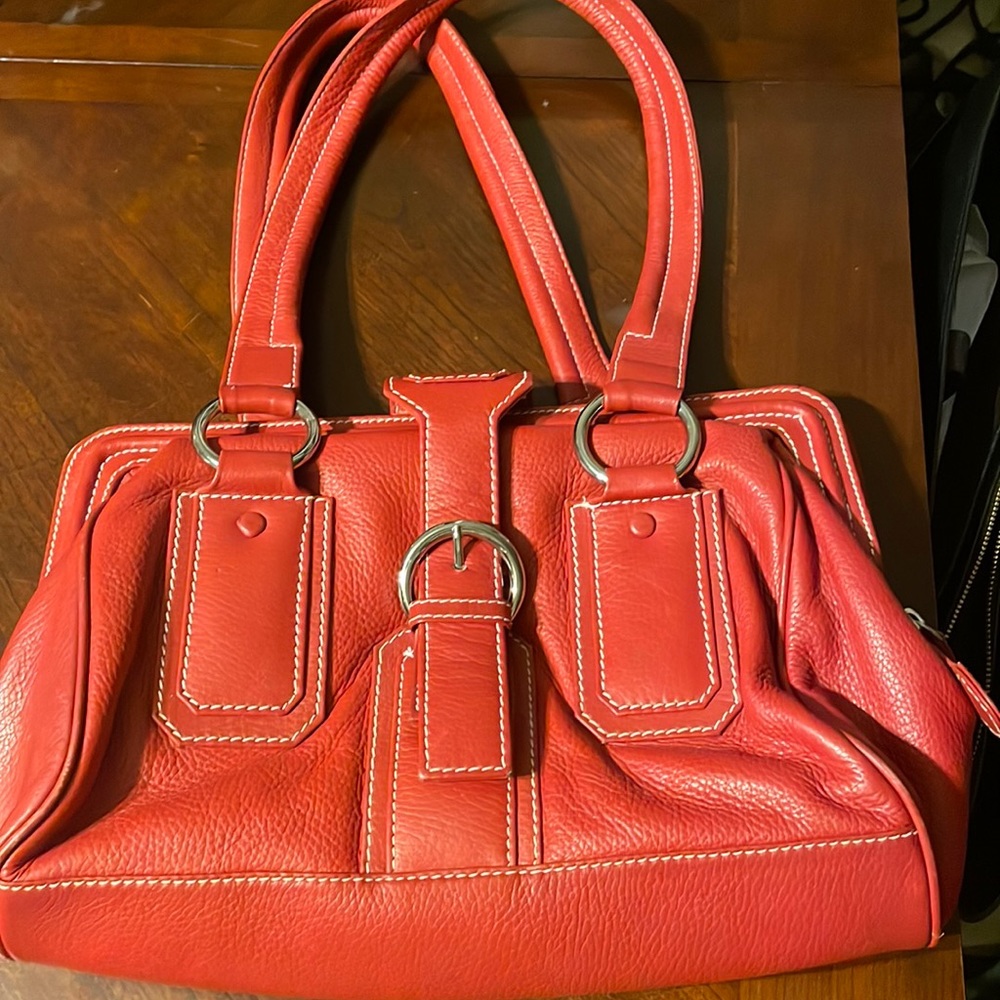 Michael Rome Genuine Leather Red Shoulder Bag Purse Michael Rome